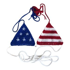 American Flag Knitted Bikini Top